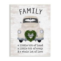 Stupell Industries Wholesome Family Sign Antique Car Heart Wreath Graphic Art Unframed Art Print Wall Art, Design by Lettered and Lined