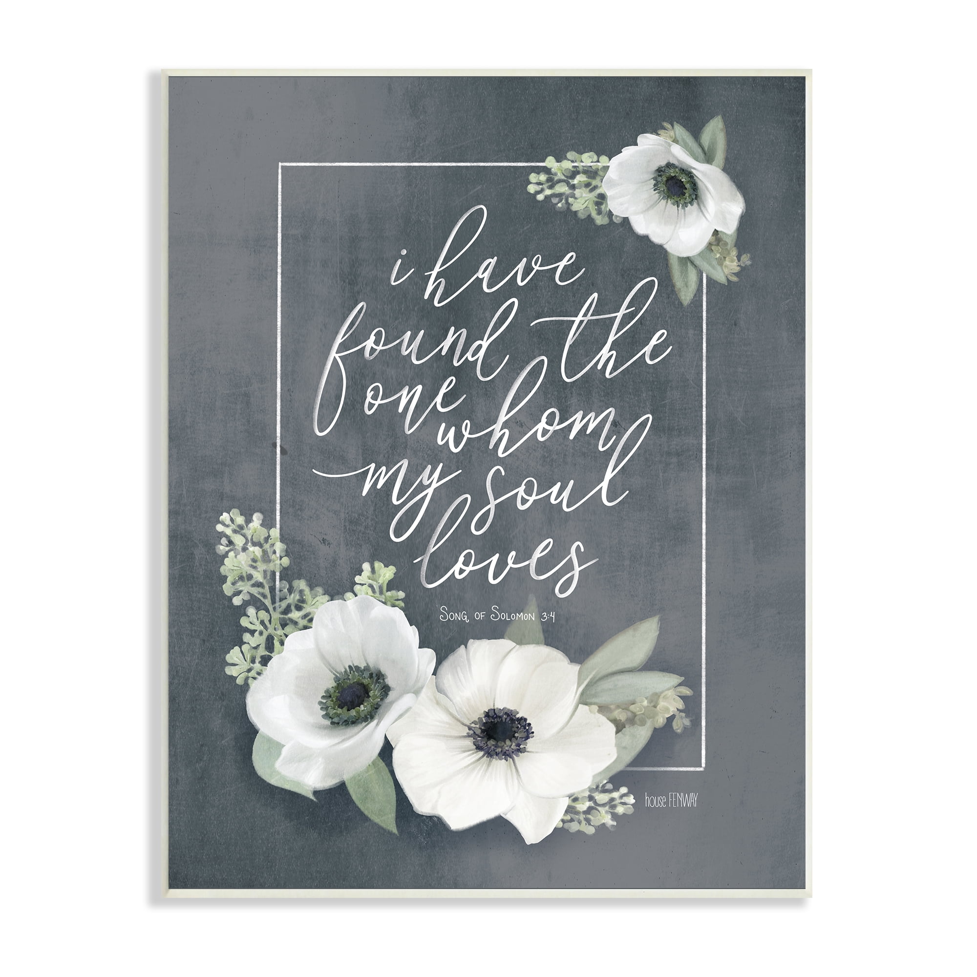 Stupell Industries Whom My Soul Loves 3:4 Rustic White Poppy Florals, 10 x 15, Designed by House Fenway