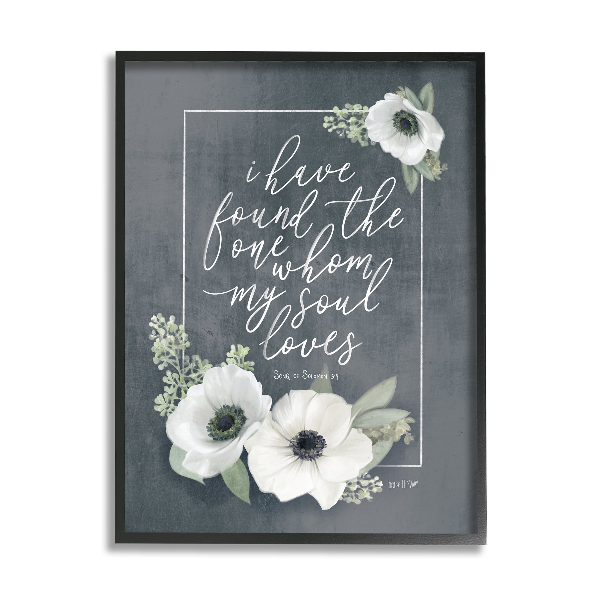 Stupell Industries Whom My Soul Loves 3:4 Rustic White Poppy Florals, 11 x 14, Designed by House Fenway