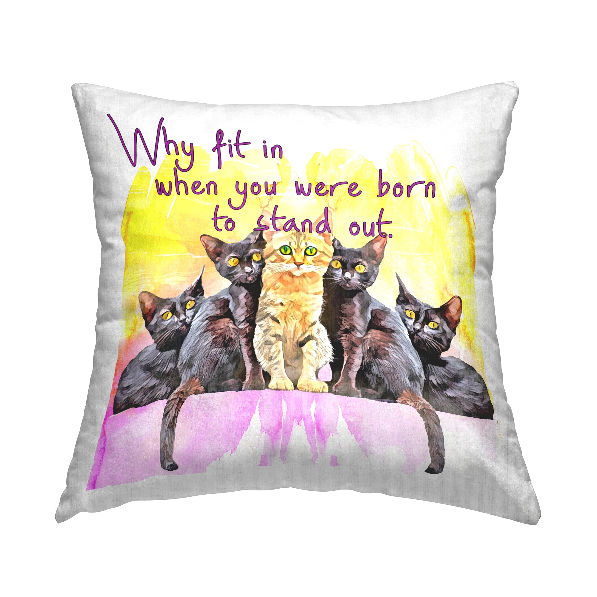 Stupell Industries Why Fit In Individuality Cats Phrase Printed Throw Pillow Design by Kim Curinga
