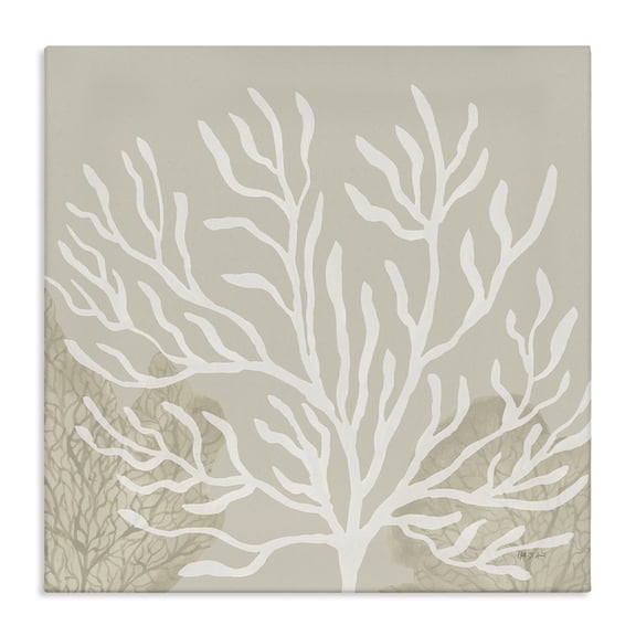 Stupell Industries Wide Coral Branches on Beige Animals Painting Wrapped Canvas Canvas Art Print Wall Art, 24 x 24