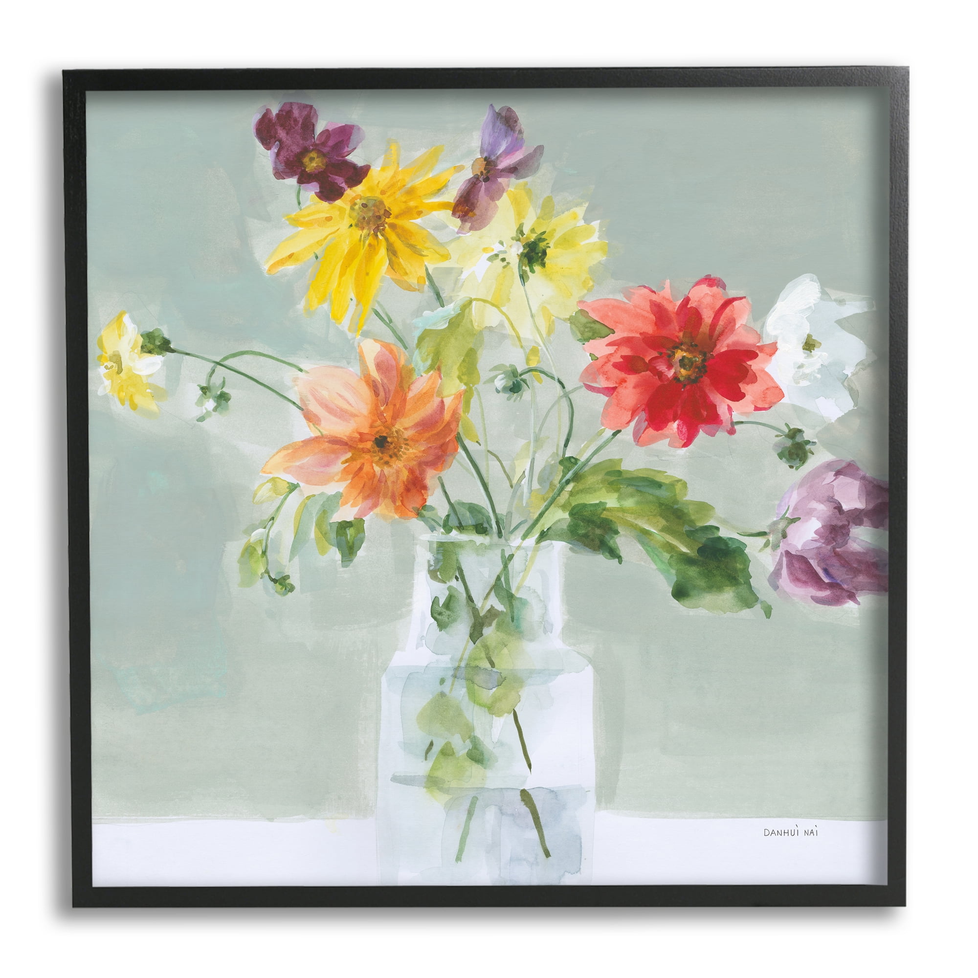 Stupell Industries Wild About Wildflowers Botanical & Floral Painting Black Framed Art Print Wall Art, 17 x 17