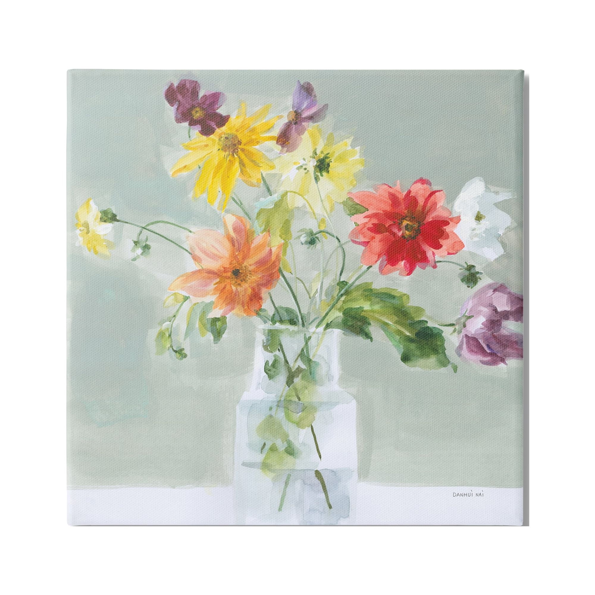 Stupell Industries Wild About Wildflowers Botanical & Floral Painting Gallery Wrapped Canvas Art Print Wall Art, 17 x 17