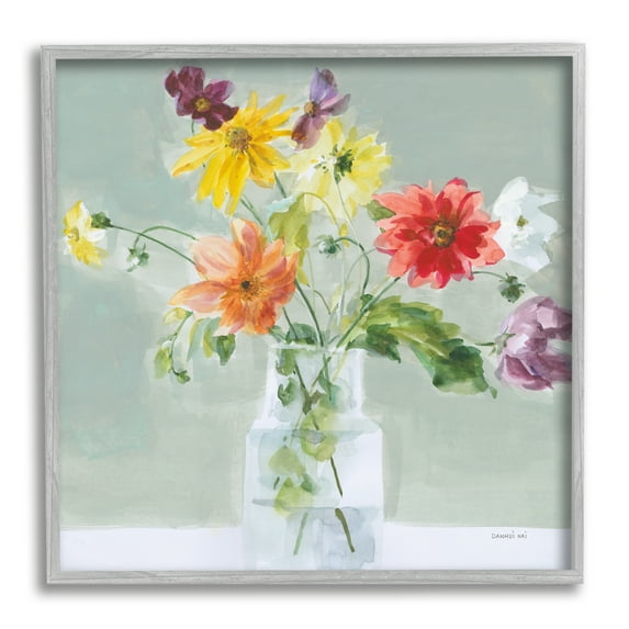 Stupell Industries Wild About Wildflowers Botanical & Floral Painting Gray Framed Art Print Wall Art, 12 x 12