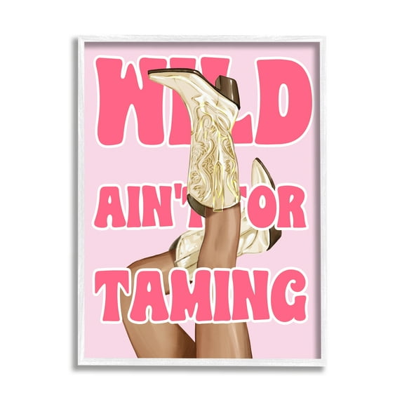 Stupell Industries Wild Ain't For Taming Typography Painting White Framed Art Print Wall Art, 11 x 14