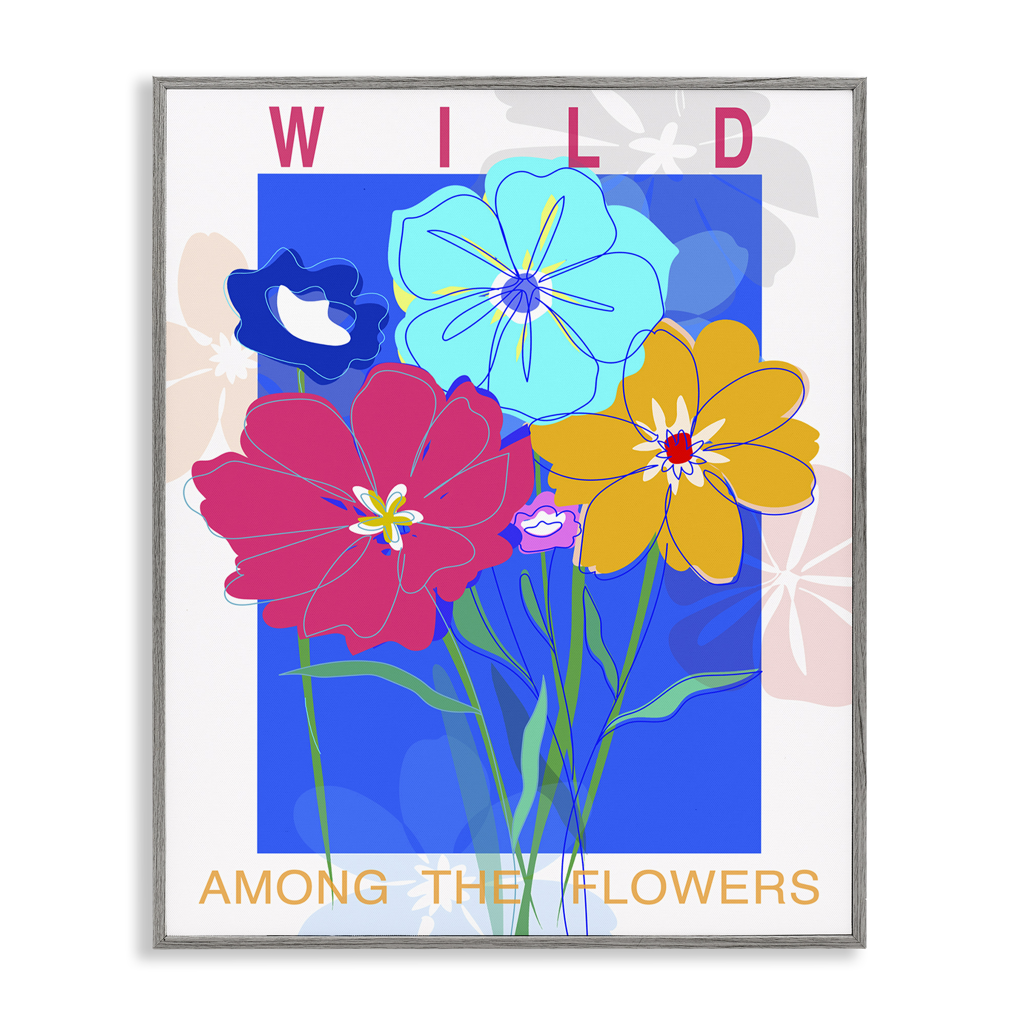 Stupell Industries Wild Among The Flowers Plants & Flowers Painting Gray Framed Art Print Wall Art, 11 x 14