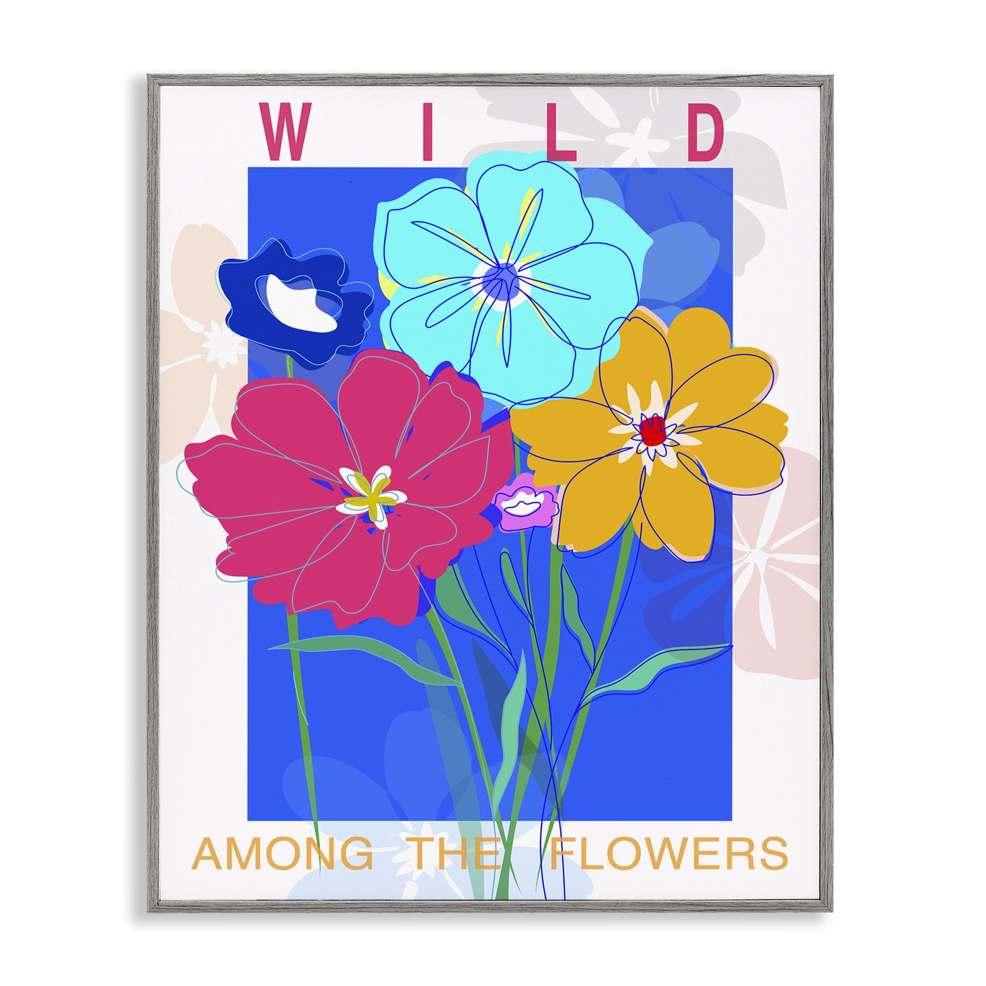 Stupell Industries Wild Among The Flowers Plants & Flowers Painting Gray Framed Art Print Wall Art, 24 x 30