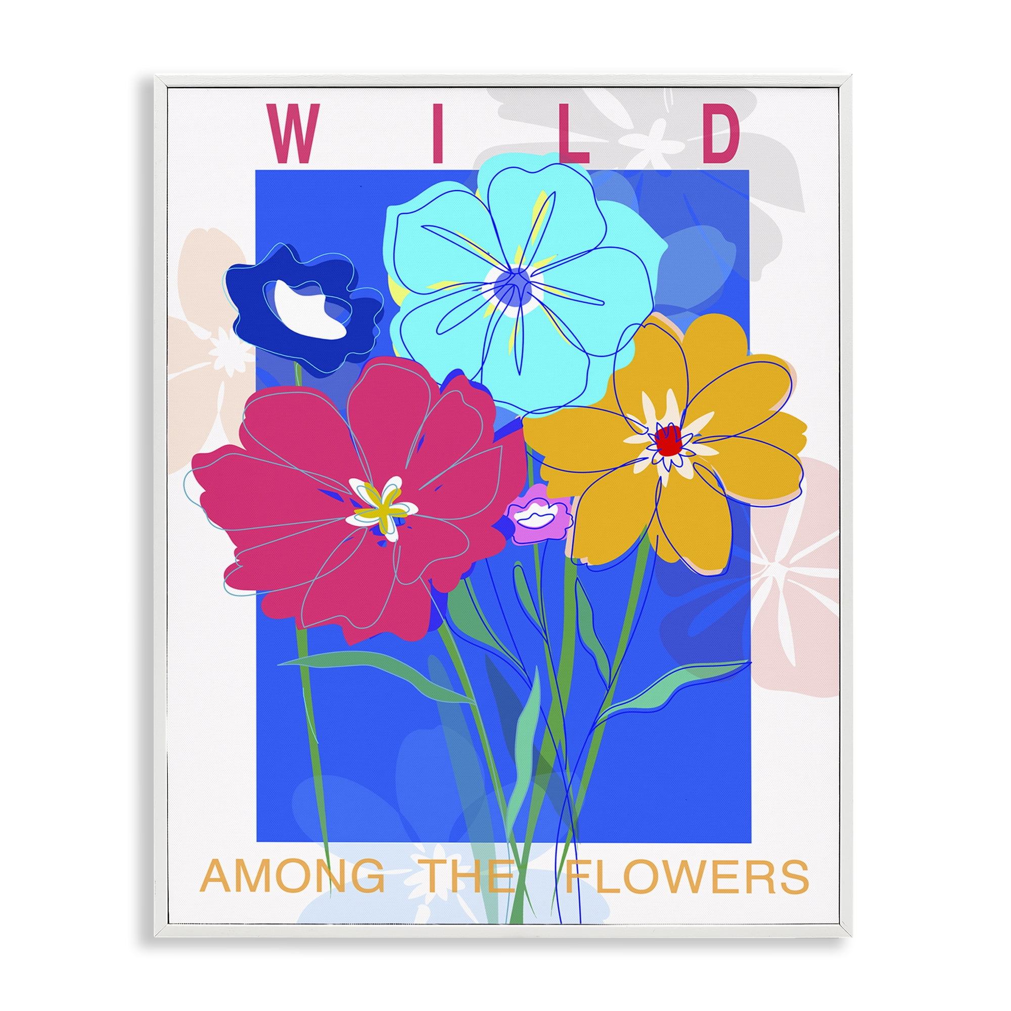Stupell Industries Wild Among The Flowers Plants & Flowers Painting White Framed Art Print Wall Art, 11 x 14