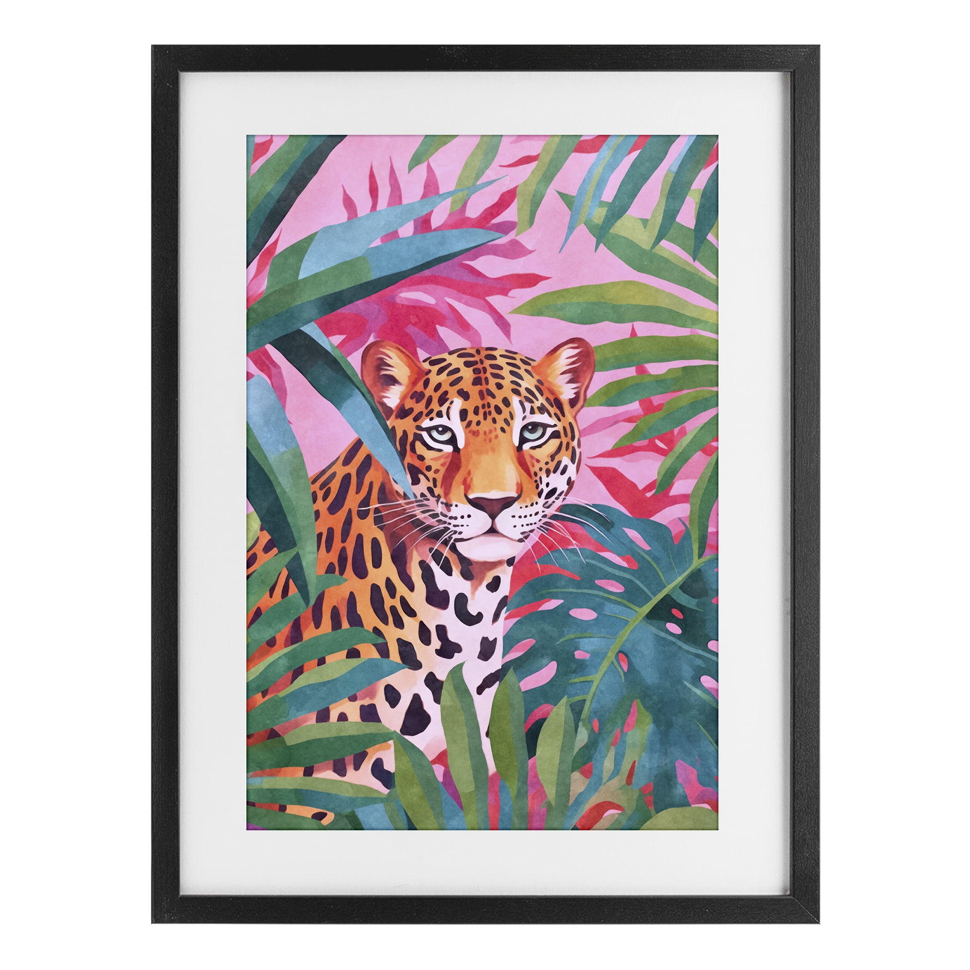 Stupell Industries Wild At Heart Leopard Black Framed Print Under Glass, design by Andrea Haase