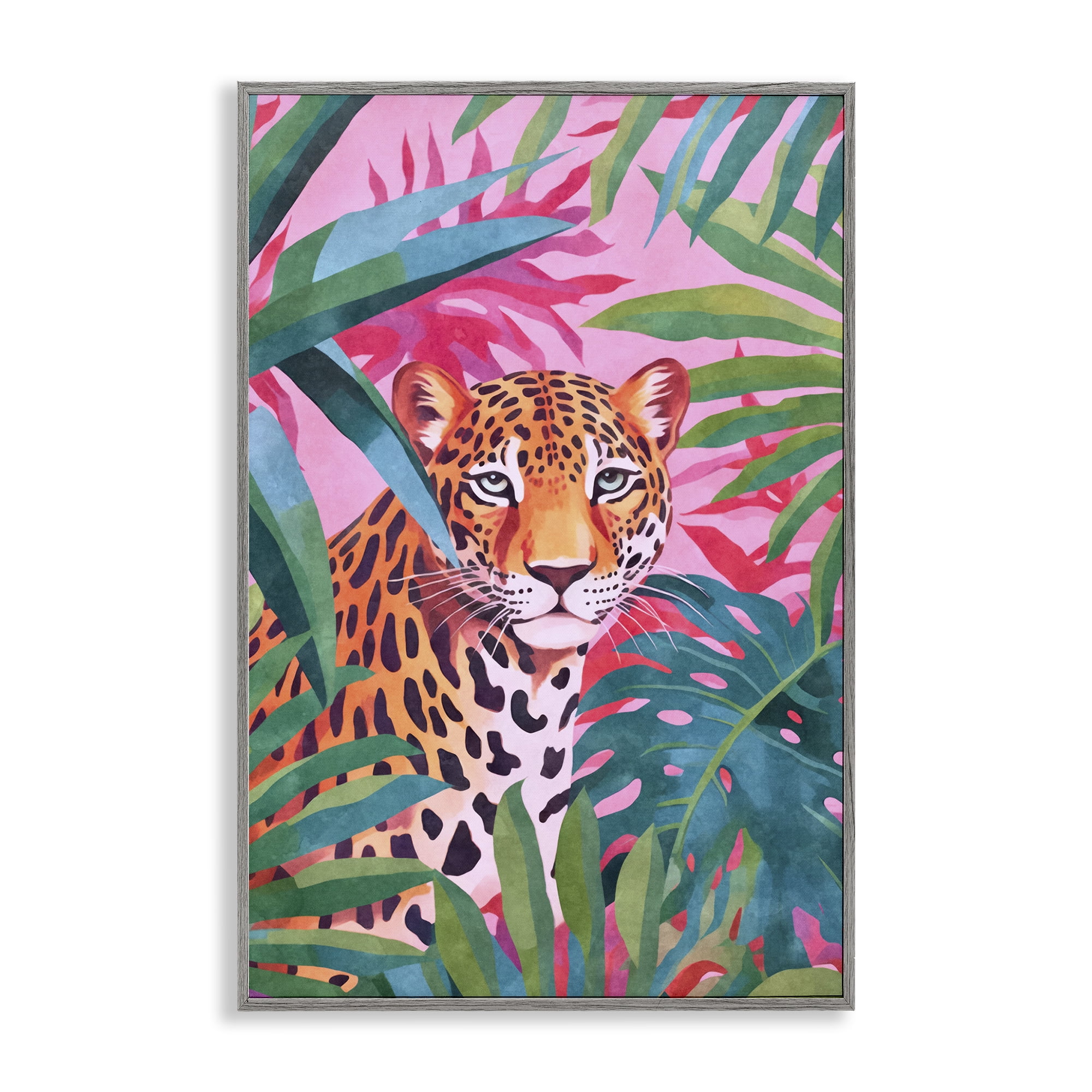 Stupell Industries Wild At Heart Leopard Gray Framed Giclee Art, design by Andrea Haase