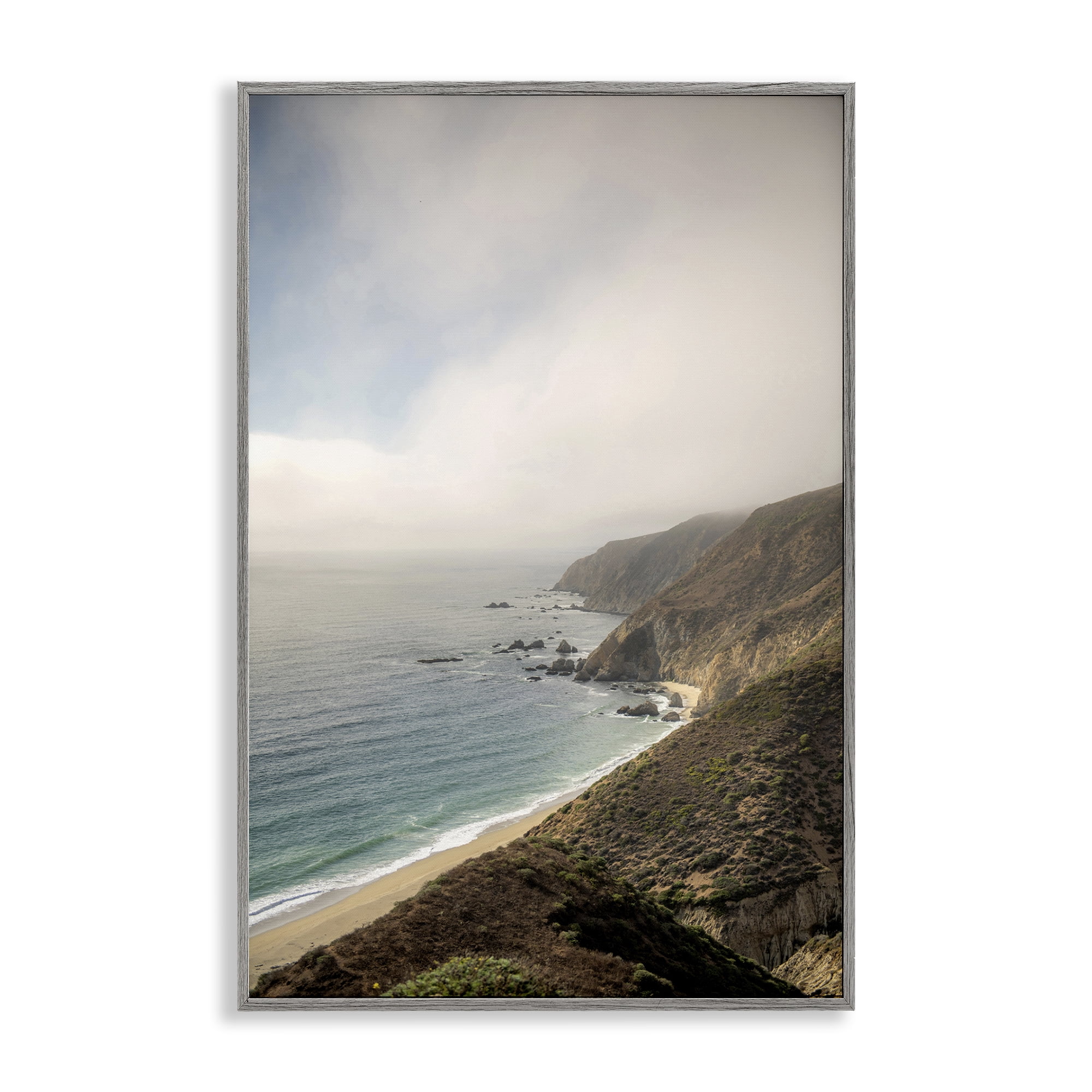 Stupell Industries Wild Beach Coast Landscape & Nature Photography Gray Framed Art Print Wall Art, 12 x 18