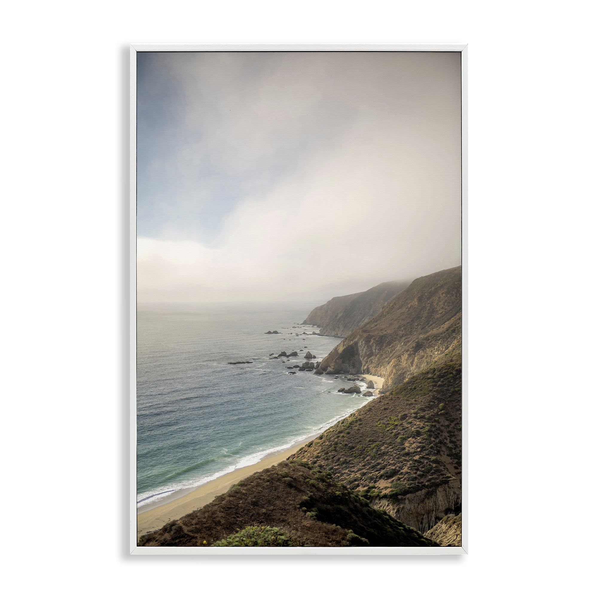 Stupell Industries Wild Beach Coast Landscape & Nature Photography White Framed Art Print Wall Art, 12 x 18