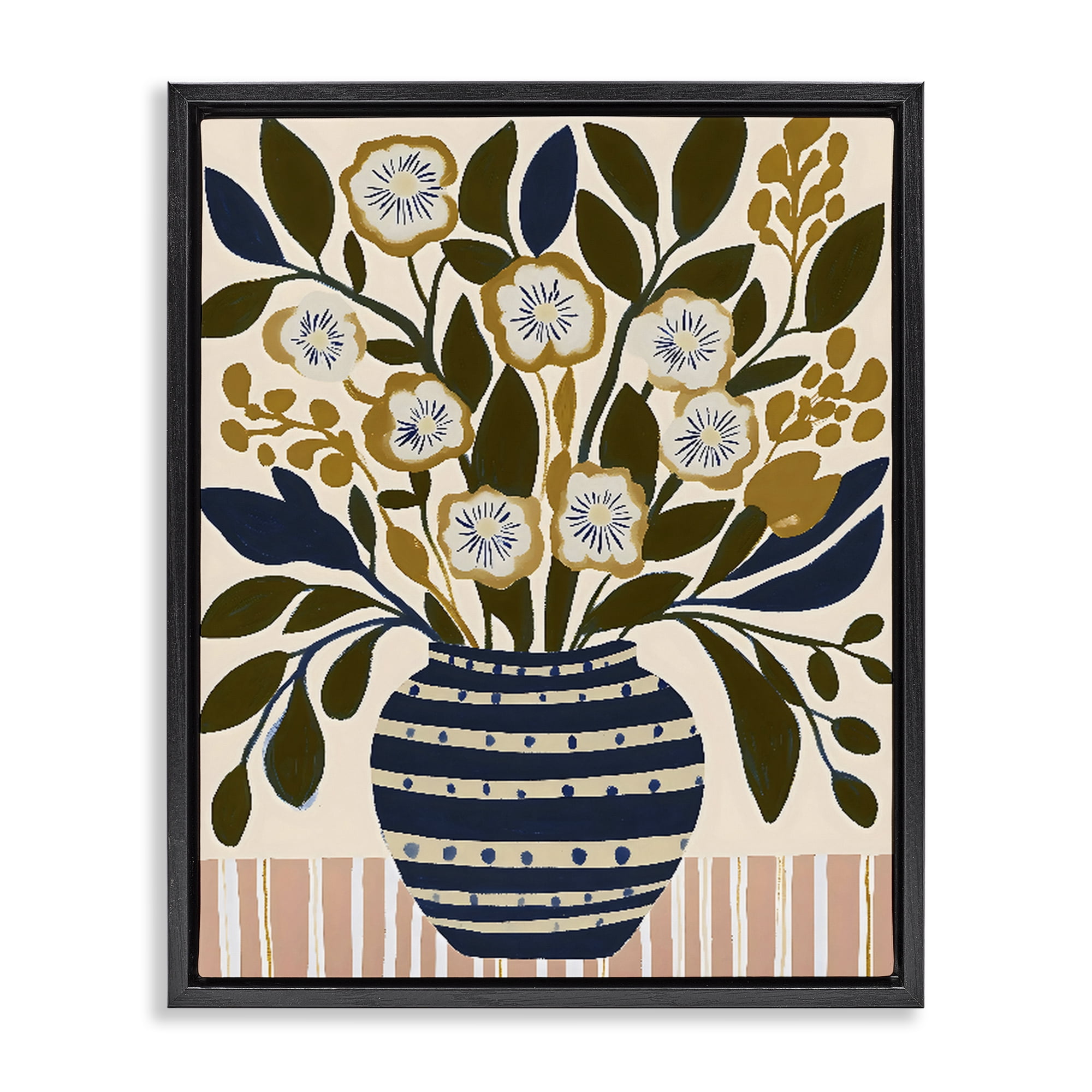 Stupell Industries Wild Bloom Boho Arrangement Black Framed Floater Canvas Wall Art, design by Creative Studio