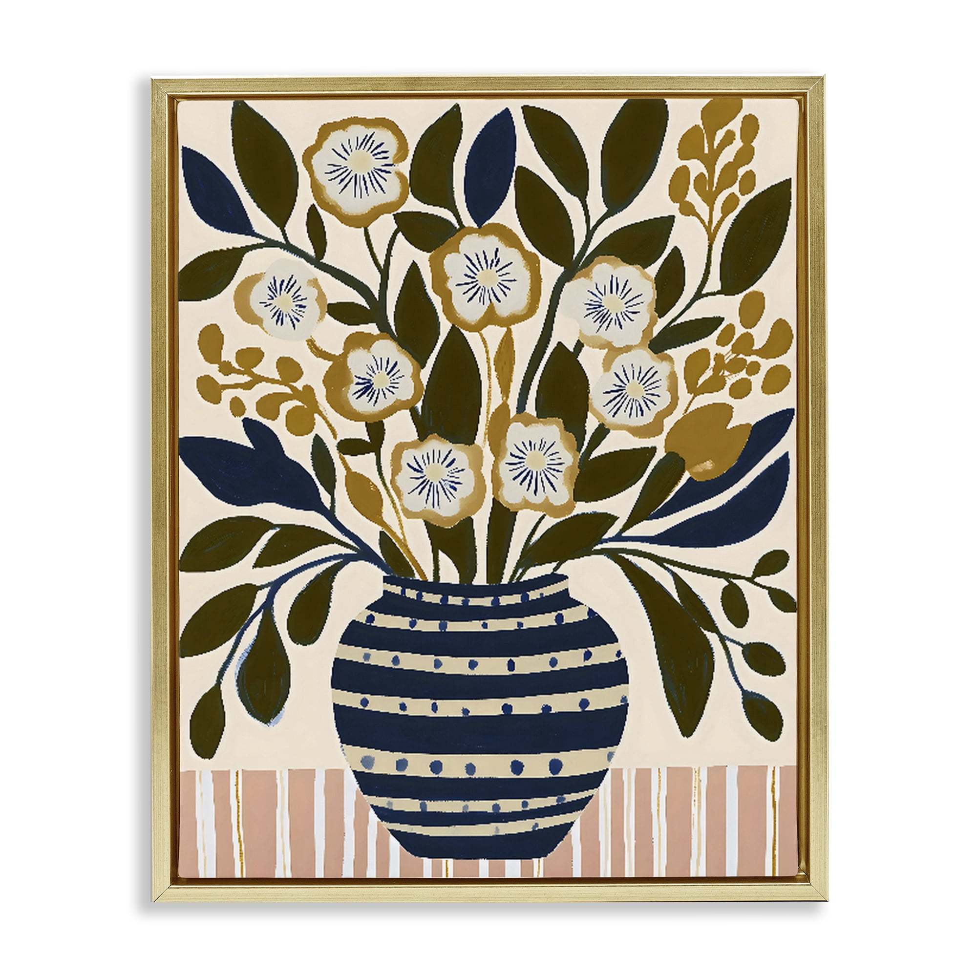 Stupell Industries Wild Bloom Boho Arrangement Gold Framed Floater Canvas Wall Art, design by Creative Studio