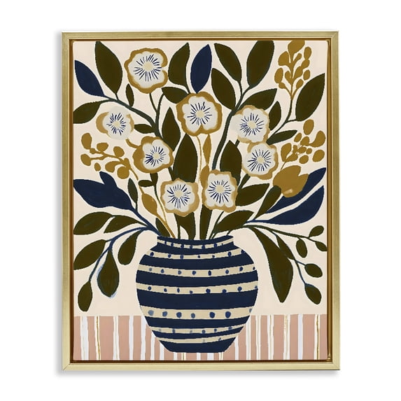 Stupell Industries Eclectic Wild Bloom Boho Arrangement Gold Floating Frame Canvas Art, 17 x 21, by Creative Studio
