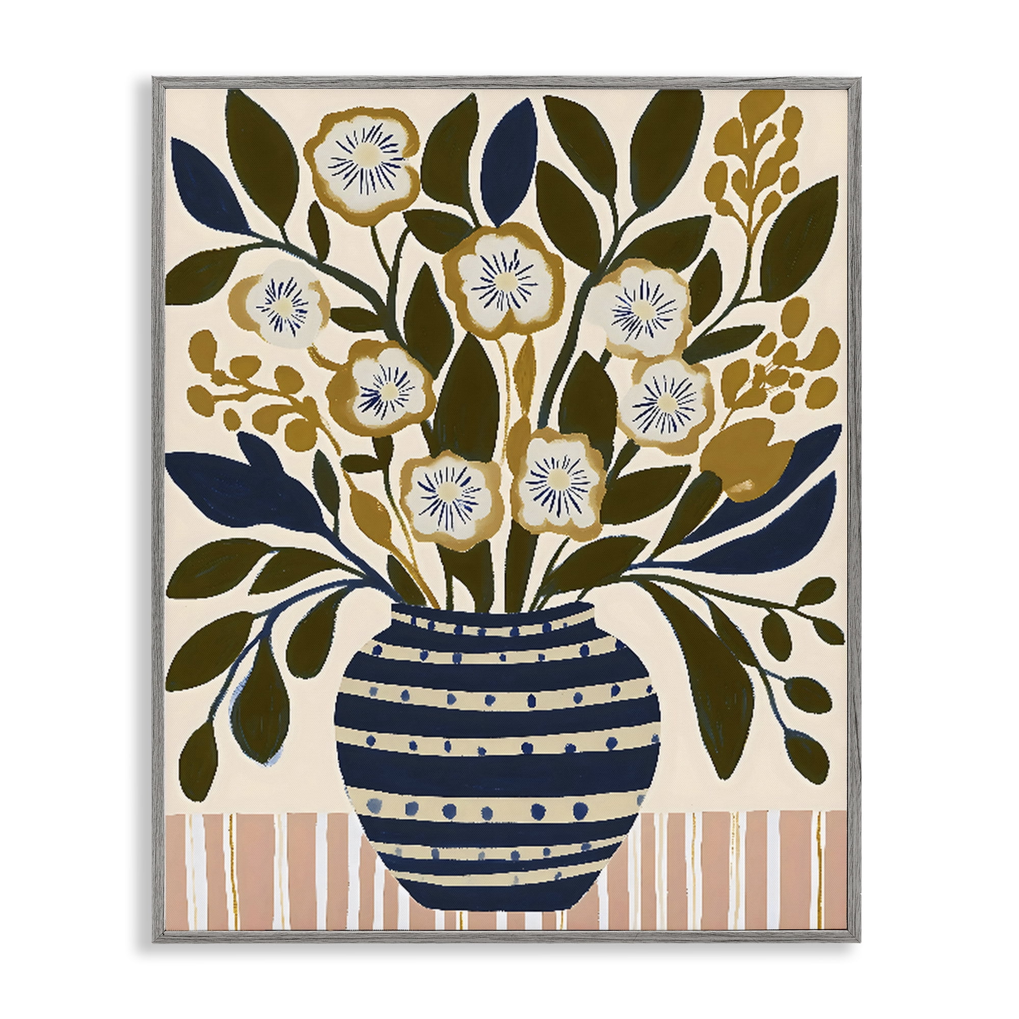 Stupell Industries Wild Bloom Boho Arrangement Gray Framed Giclee Art, design by Creative Studio