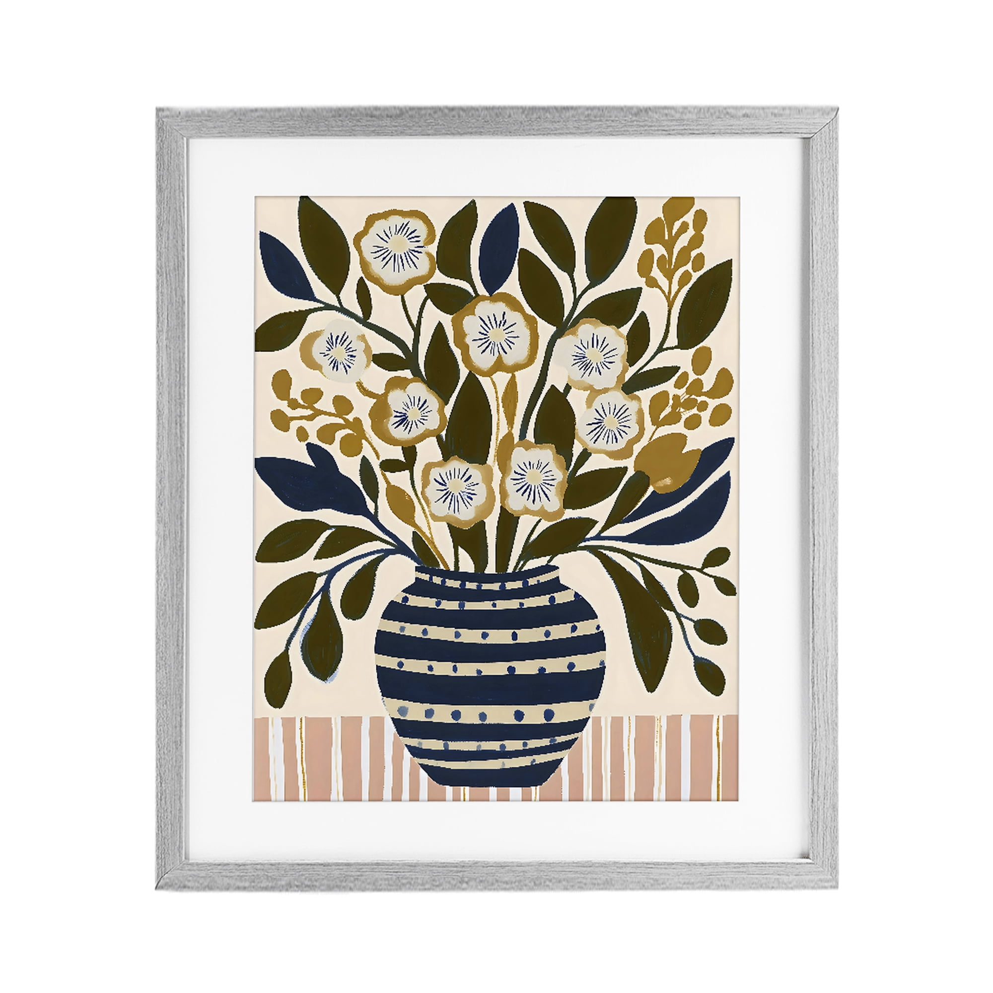 Stupell Industries Wild Bloom Boho Arrangement Gray Framed Print Under Glass, design by Creative Studio