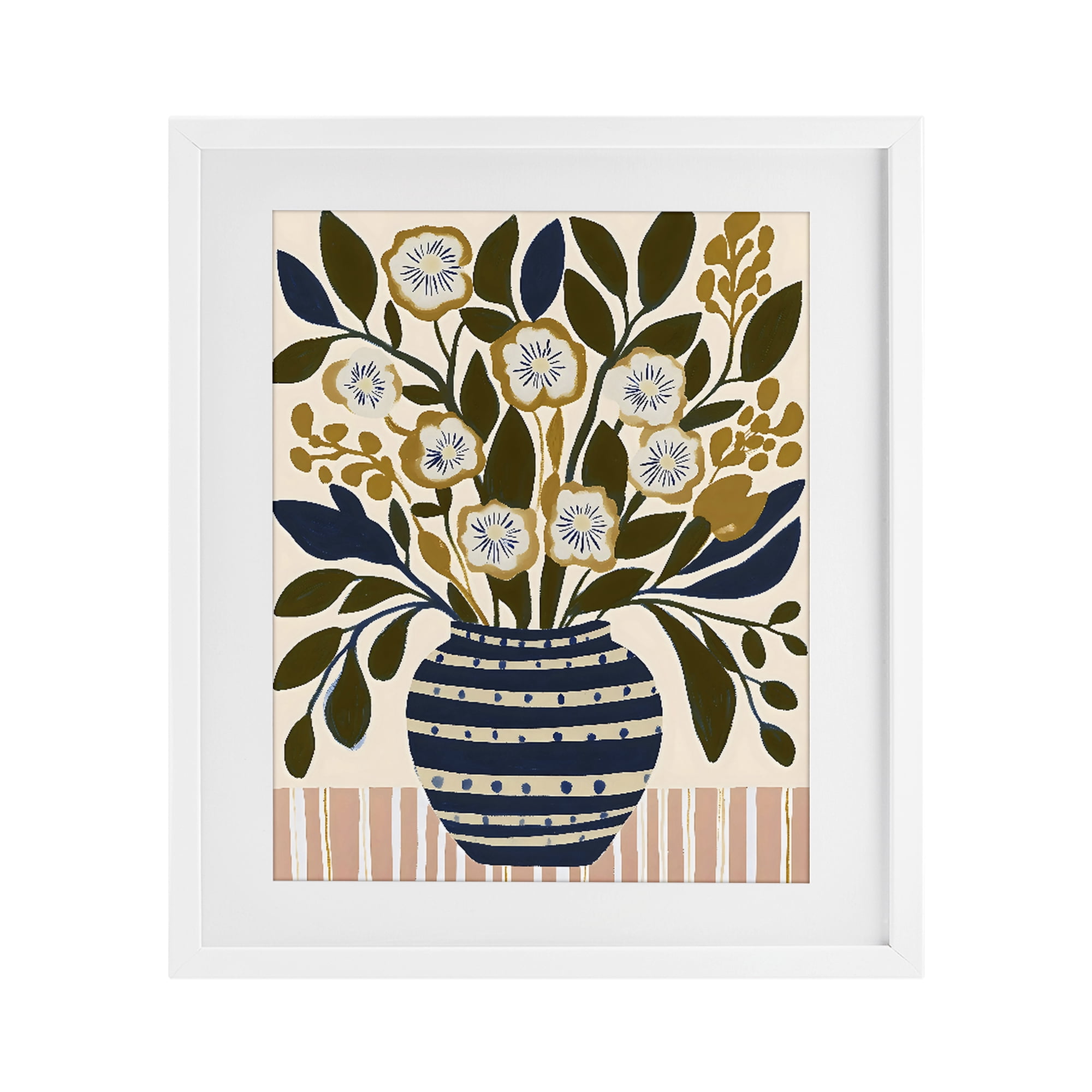 Stupell Industries Wild Bloom Boho Arrangement White Framed Print Under Glass, design by Creative Studio