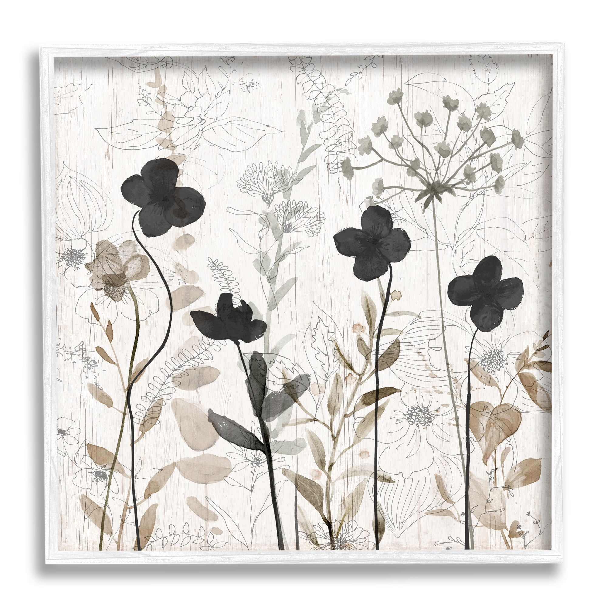 Stupell Industries Wild Blooms Botanical Pattern Botanical & Floral Painting White Framed Art Print Wall Art