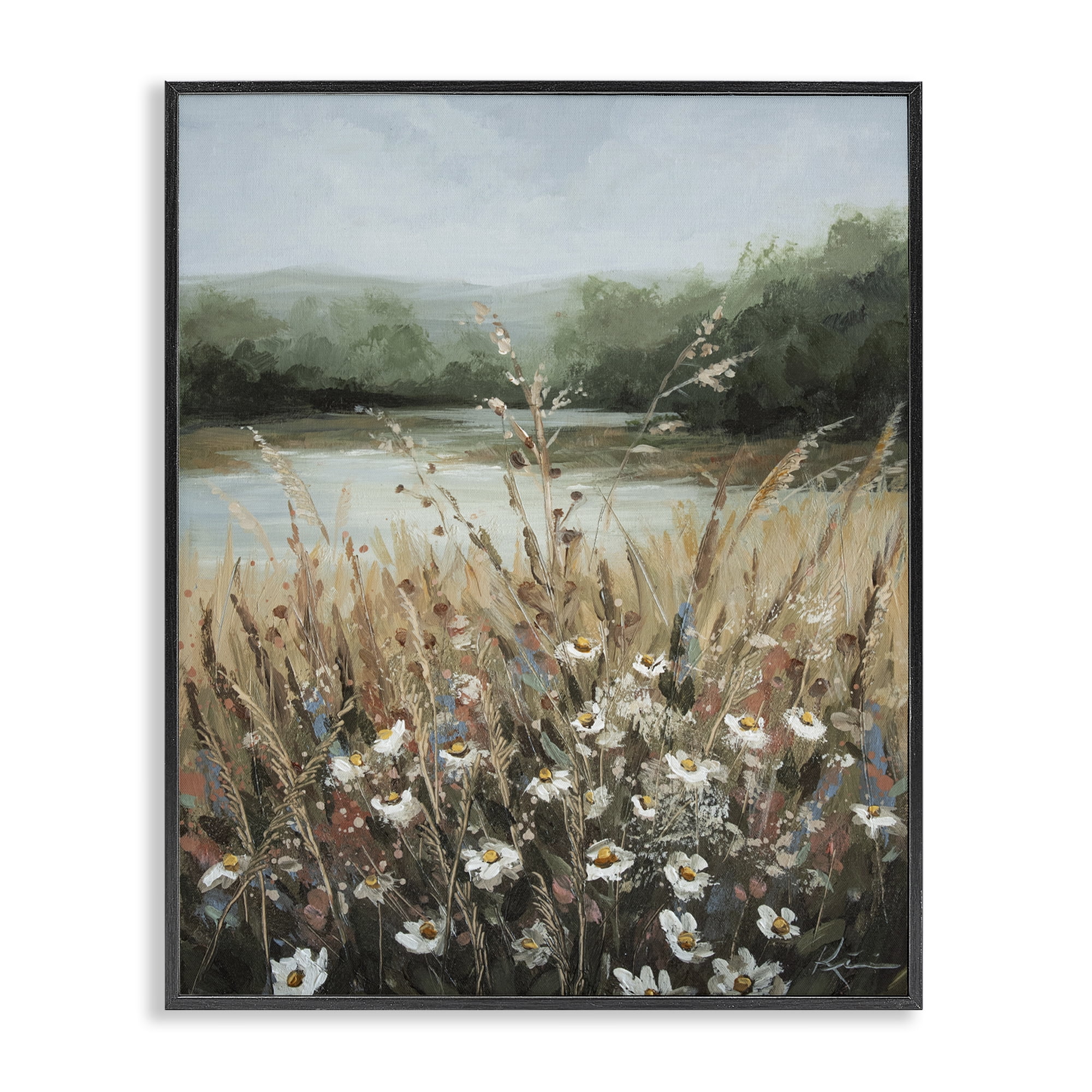 Stupell Industries Wild Blooms by Marsh Landscape & Nature Painting Black Framed Art Print Wall Art, 16 x 20