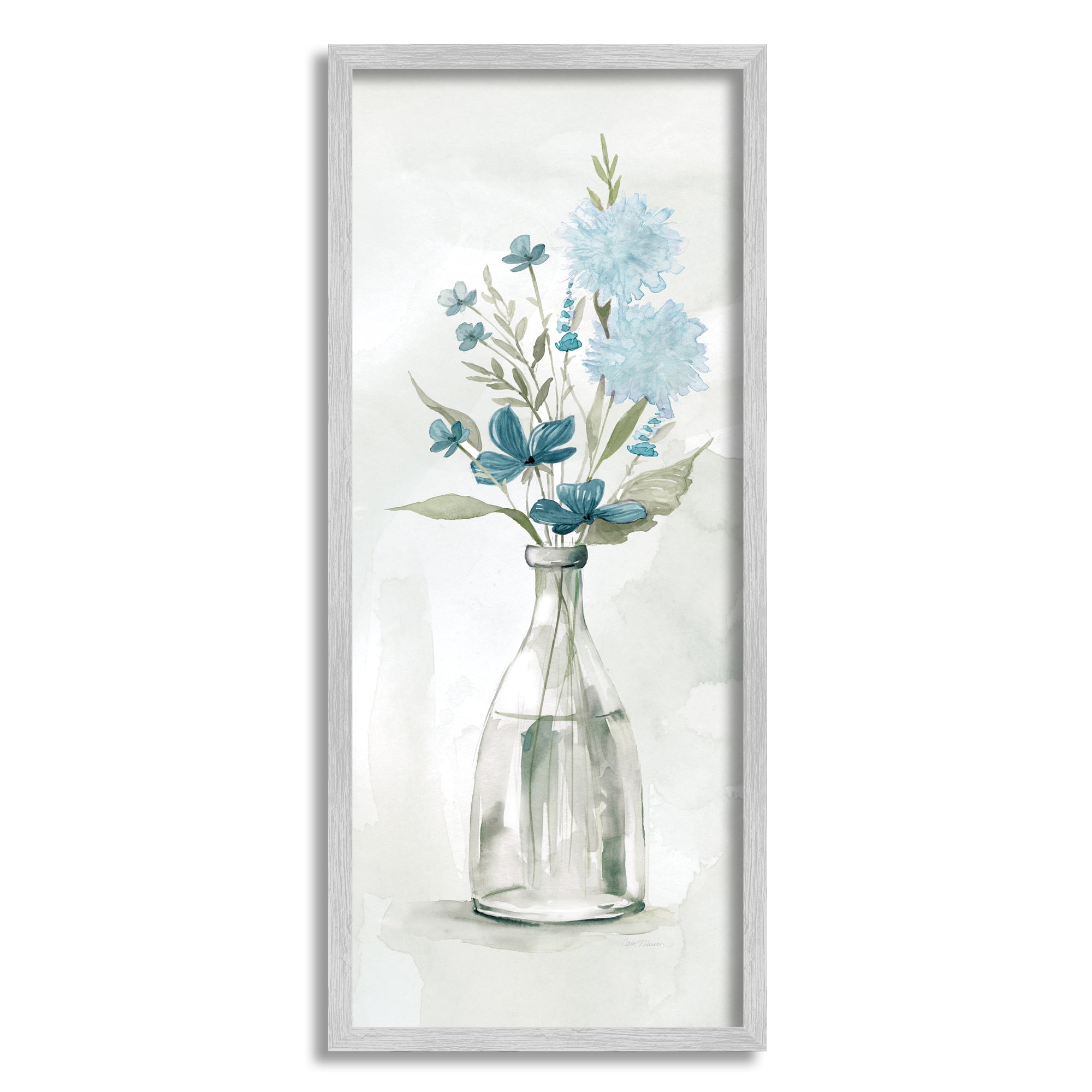 Stupell Industries Wild Blue Cornflowers Glass Jug Indoors Floral Bouquet,10 x 24, Design by Carol Robinson