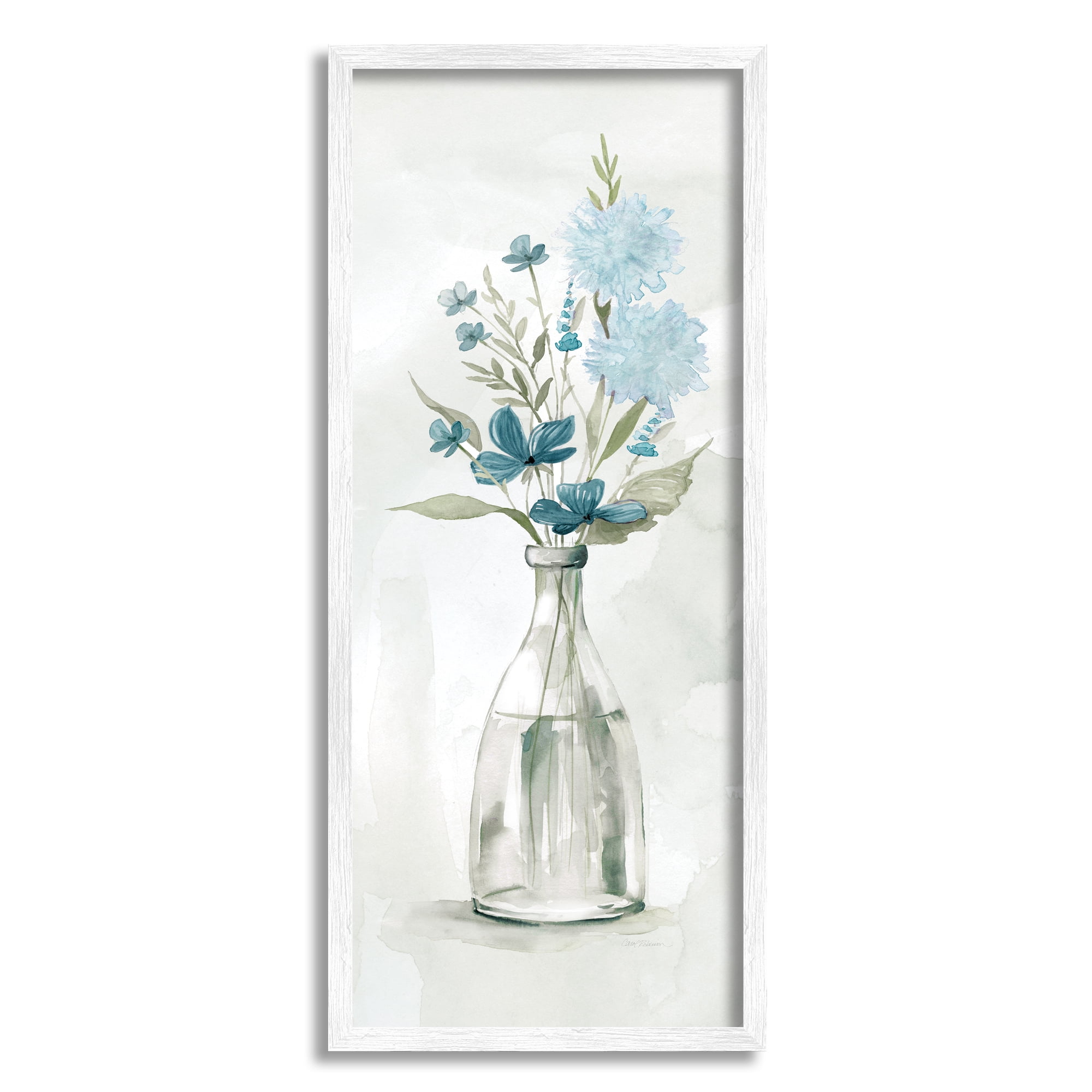 Stupell Industries Wild Blue Cornflowers Glass Jug Indoors Floral Bouquet,10 x 24, Design by Carol Robinson