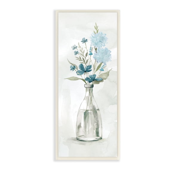 Stupell Industries Wild Blue Cornflowers Glass Jug Indoors Floral Bouquet,7 x 17, Design by Carol Robinson