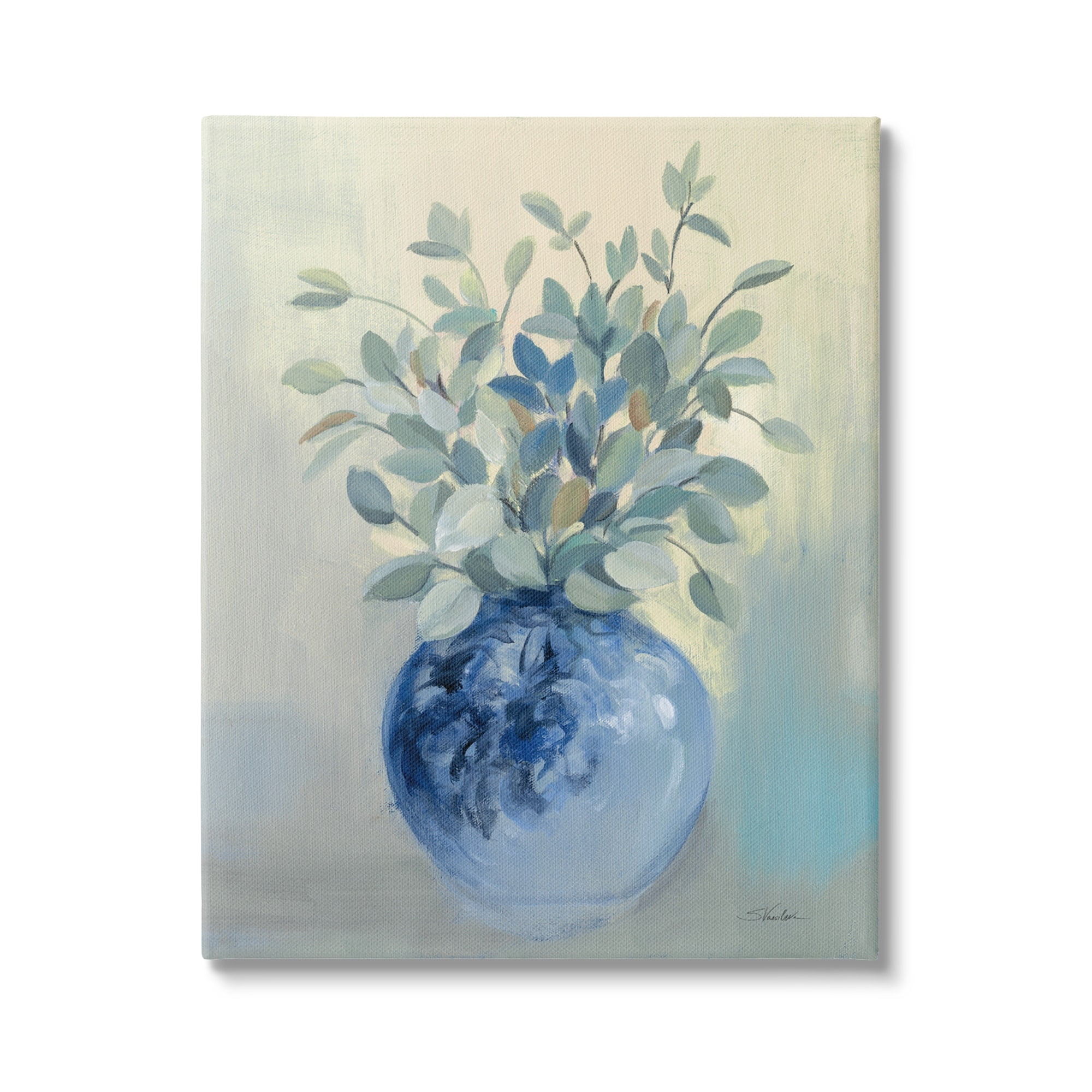 Stupell Industries Wild Botanicals Plant Sprigs Rounded Blue Bowl,16 x 20, Design by Silvia Vassileva