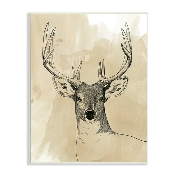 Stupell Industries Wild Buck Portrait Forest Animal Illustration Watercolor Pattern, 10 x 15, Design by Grace Popp