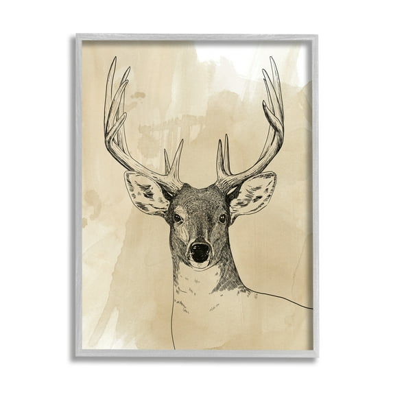 Stupell Industries Wild Buck Portrait Forest Animal Illustration Watercolor Pattern, 16 x 20, Design by Grace Popp
