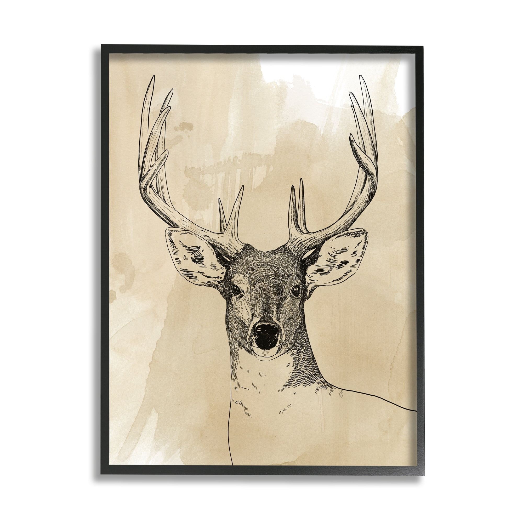 Stupell Industries Wild Buck Portrait Forest Animal Illustration Watercolor Pattern, 16 x 20, Design by Grace Popp