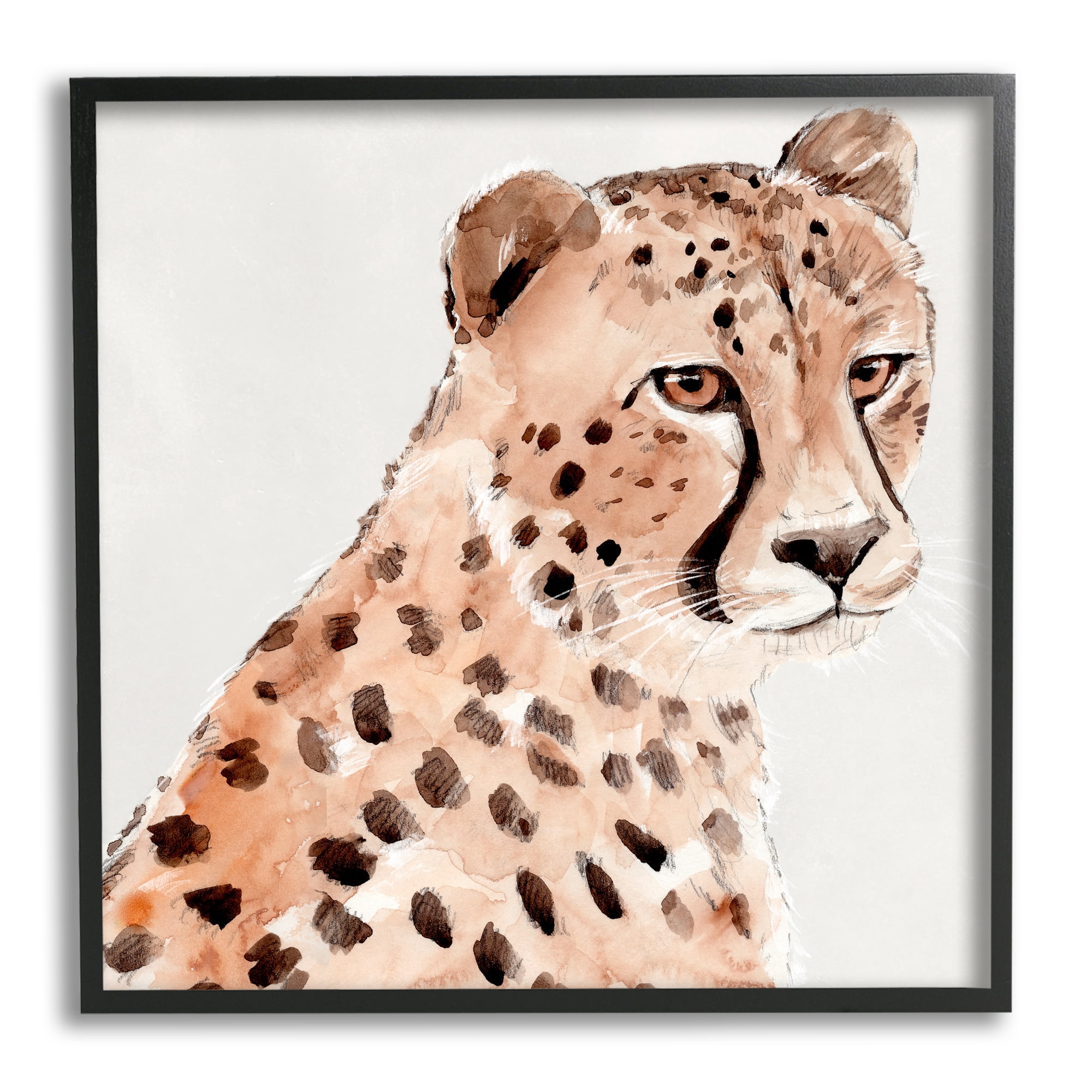 Stupell Industries Wild Cheetah Painting Animals & Insects Painting Black Framed Art Print Wall Art, 24 x 24