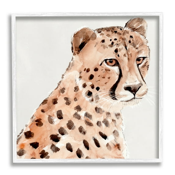 Stupell Industries Wild Cheetah Painting Animals & Insects Painting White Framed Art Print Wall Art, 24 x 24
