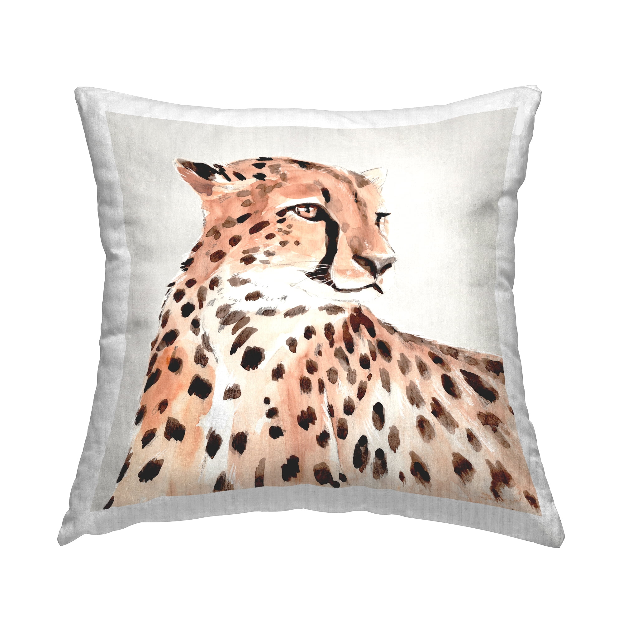 Stupell Industries Wild Cheetah Portrait Square Decorative Printed Throw Pillow, 18 x 18