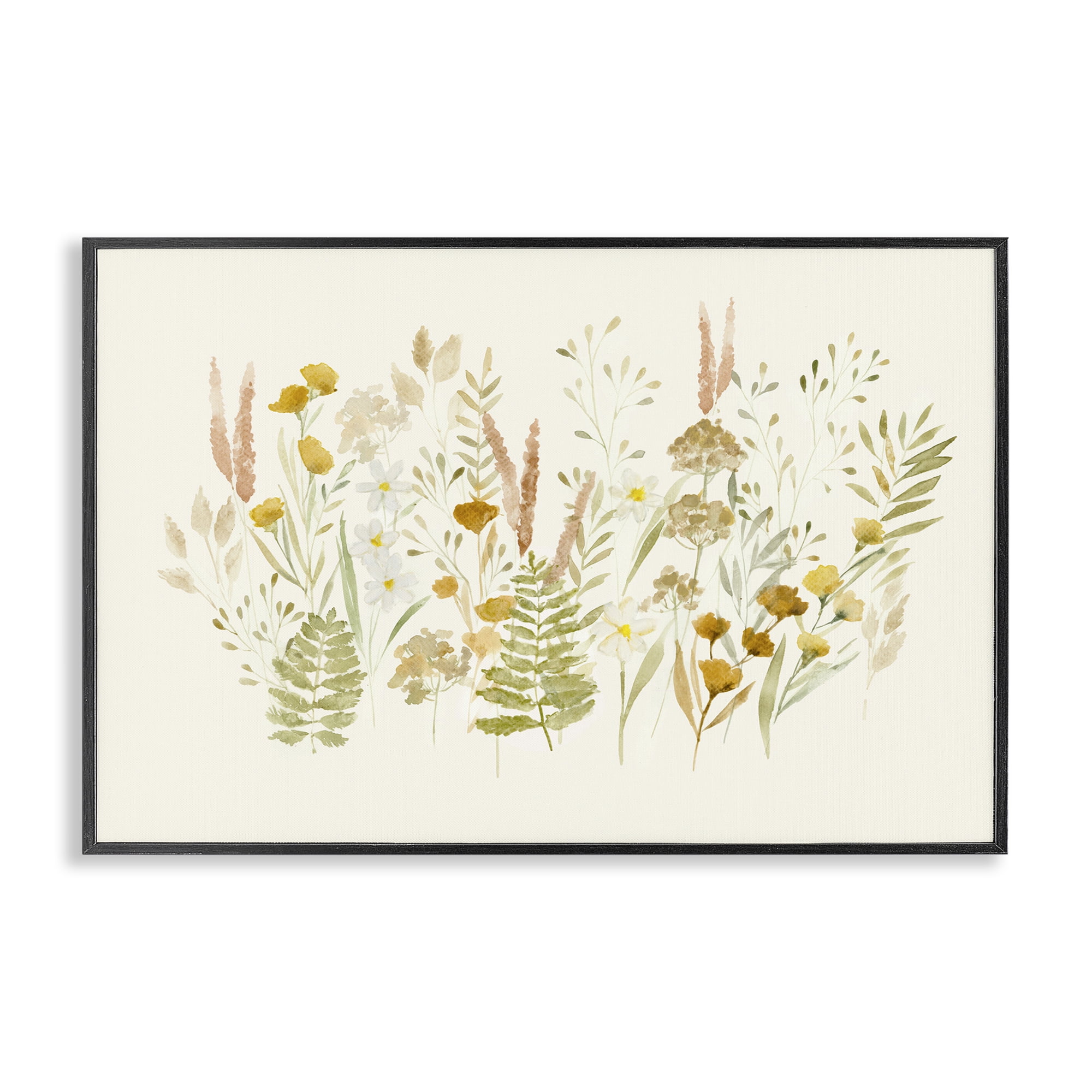 Stupell Industries Wild Cottage Blooms Plants & Flowers Painting Black Framed Art Print Wall Art, 24 x 16
