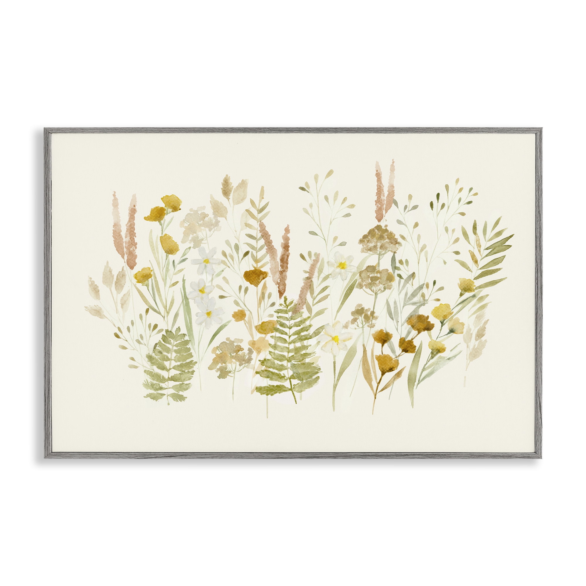 Stupell Industries Wild Cottage Blooms Plants & Flowers Painting Gray Framed Art Print Wall Art, 30 x 20