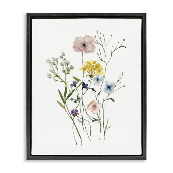 Stupell Industries Wild Country Blooms Botanical & Floral Painting Black Floater Framed Art Print Wall Art, 17 x 21