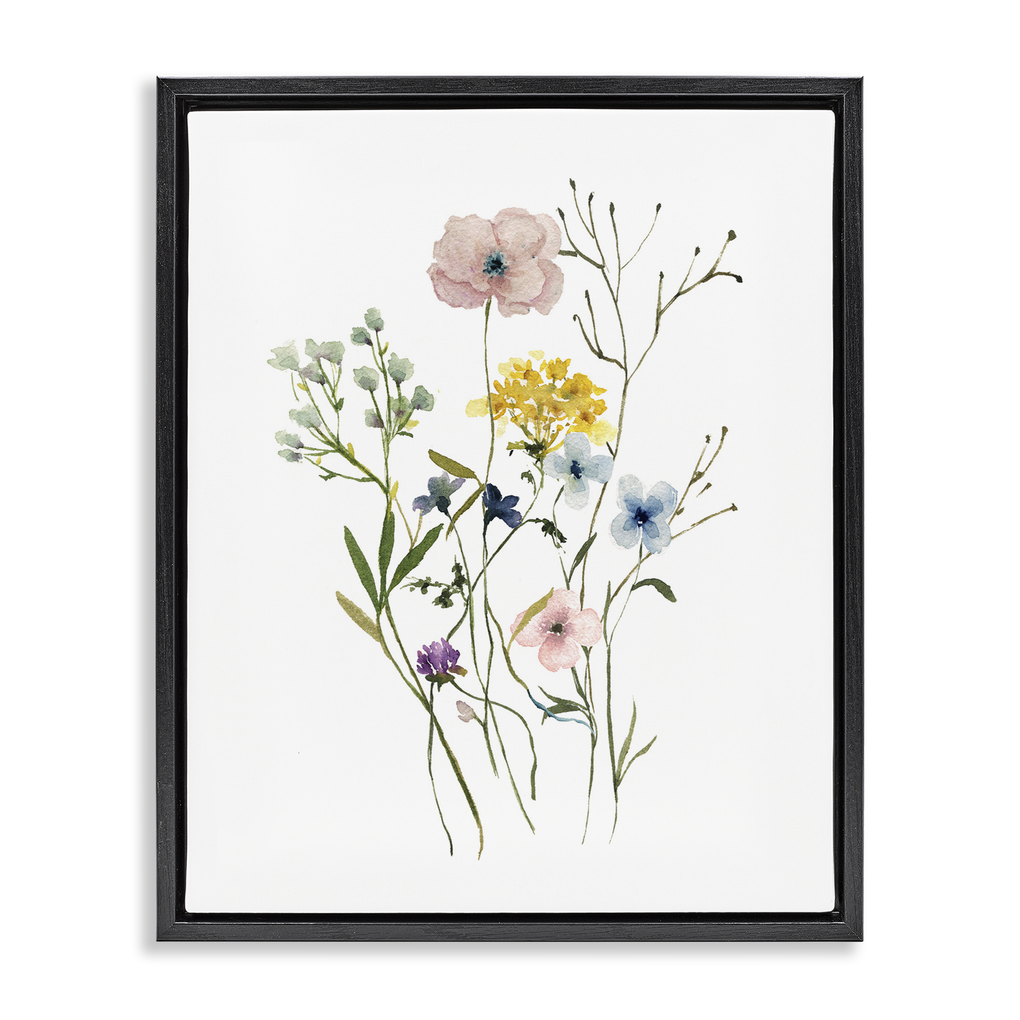 Stupell Industries Wild Country Blooms Botanical & Floral Painting Black Floater Framed Art Print Wall Art, 25 x 31