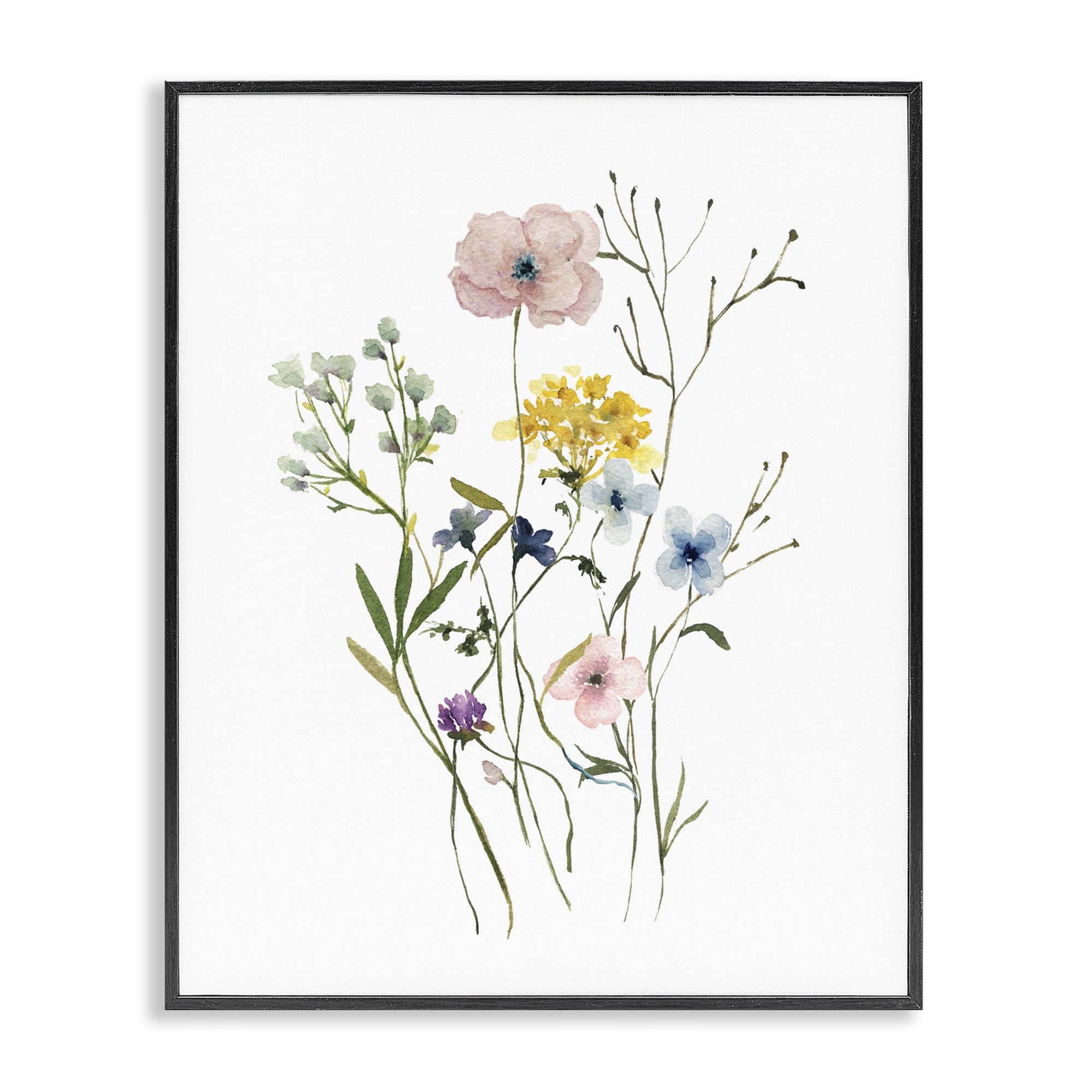 Stupell Industries Wild Country Blooms Botanical & Floral Painting Black Framed Art Print Wall Art, 16 x 20