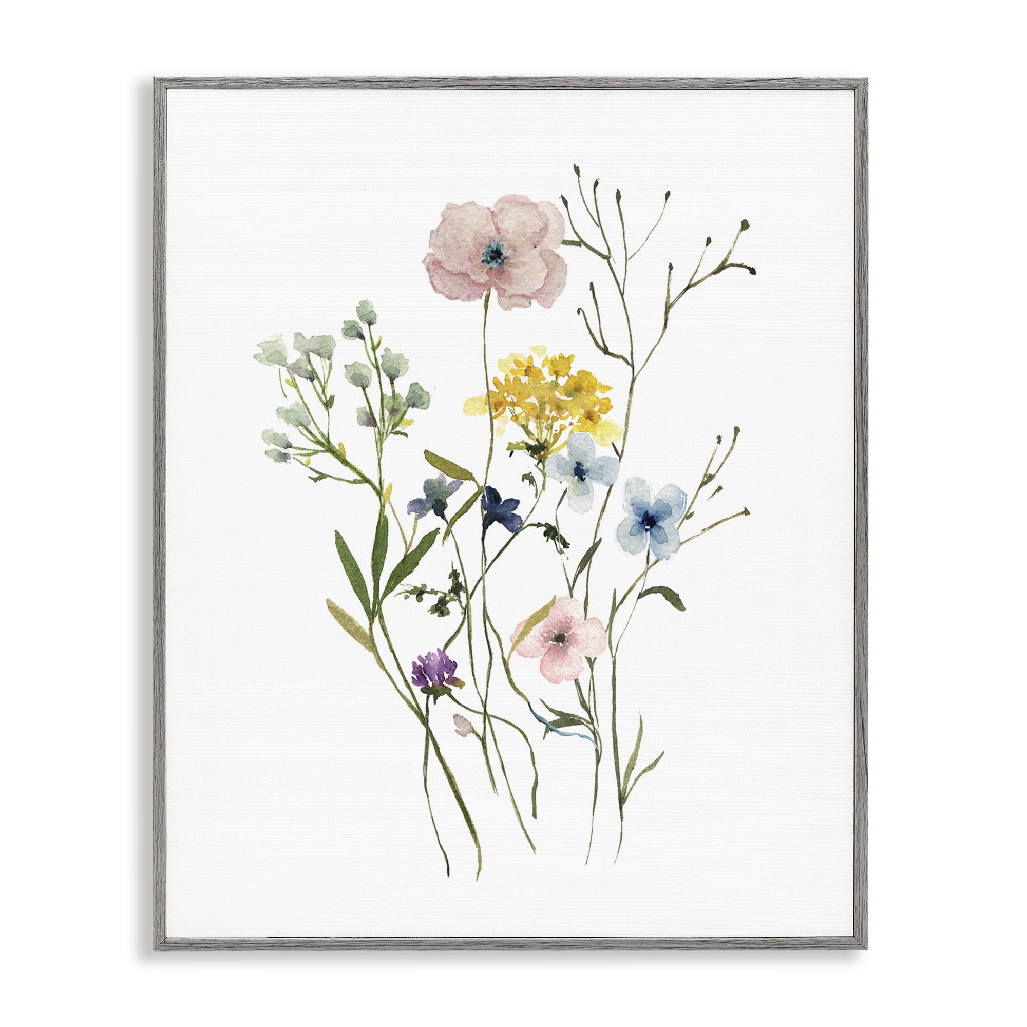 Stupell Industries Wild Country Blooms Botanical & Floral Painting Gray Framed Art Print Wall Art, 11 x 14