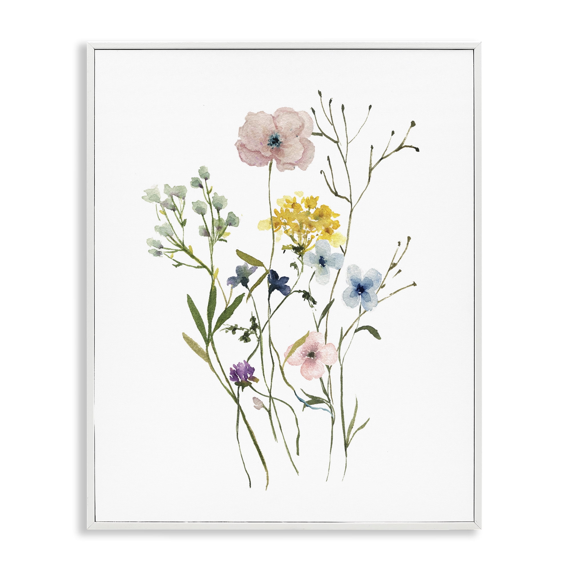 Stupell Industries Wild Country Blooms Botanical & Floral Painting White Framed Art Print Wall Art, 16 x 20