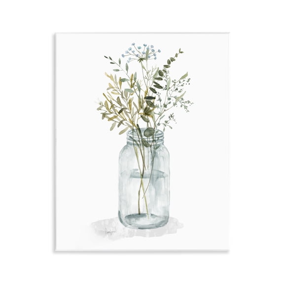 Stupell Industries Wild Country Herb Jar Floral Painting Unframed Art Print Wall Art, 11 x 14