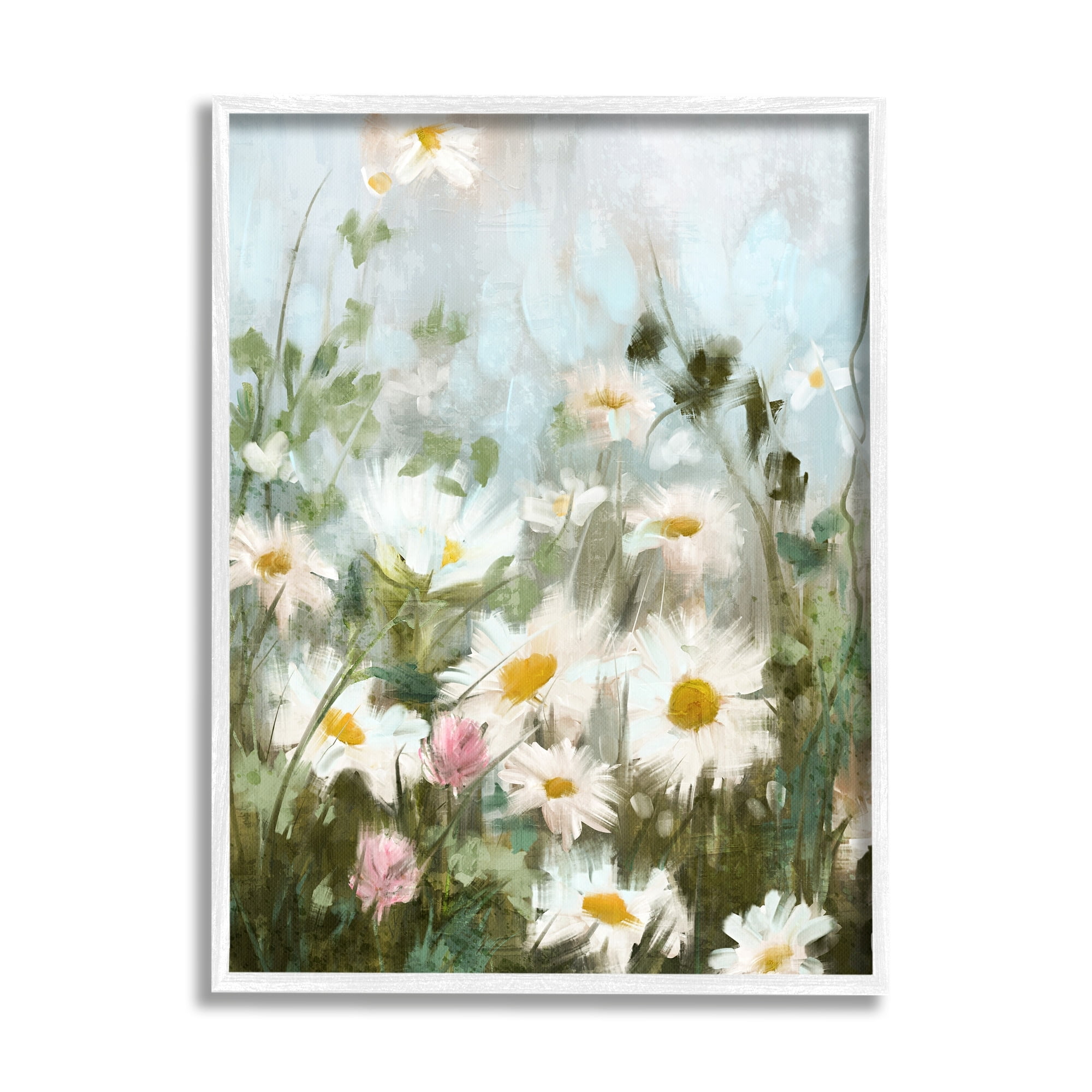 Stupell Industries Wild Daisies Blooming Meadow Botanical & Floral Painting White Framed Art Print Wall Art