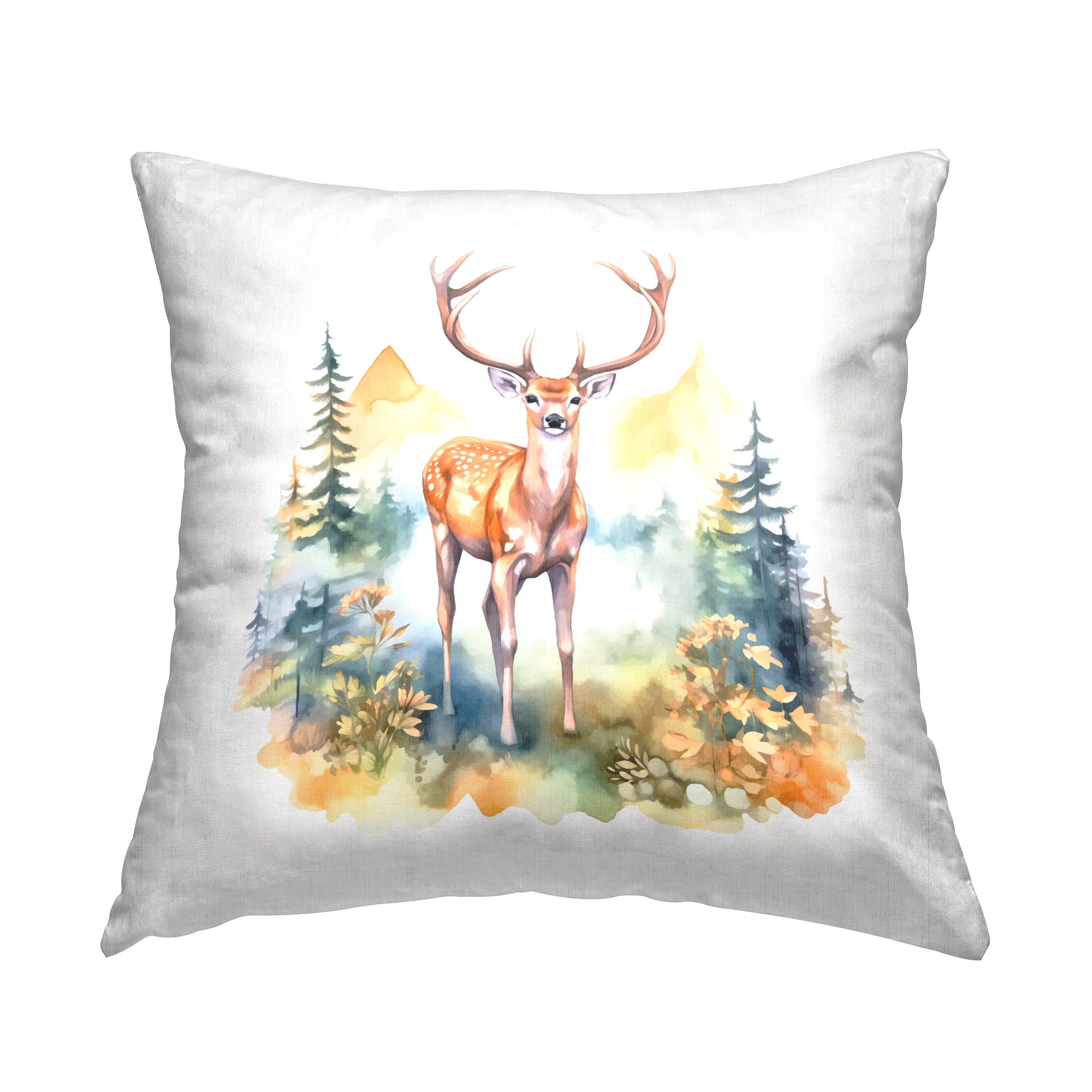 Stupell Industries Wild Deer with Mountains Decorative Printed Throw Pillow Design by Andrea Haase.