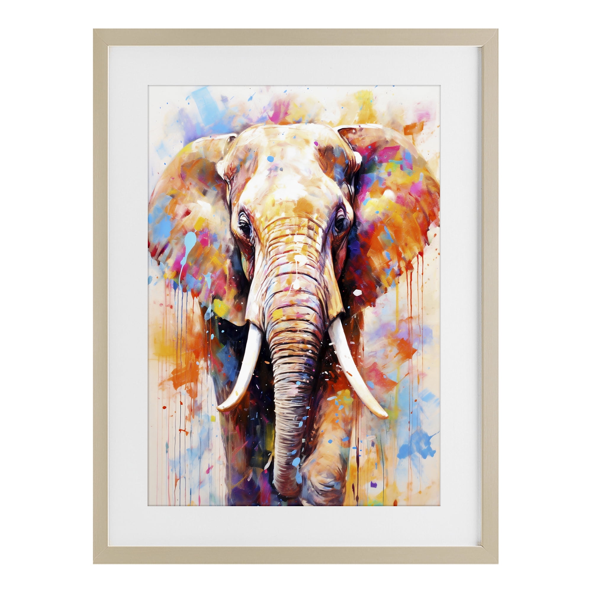 Stupell Industries Wild Elephant Bull Birch Framed Print Under Glass, design by Ray Powers