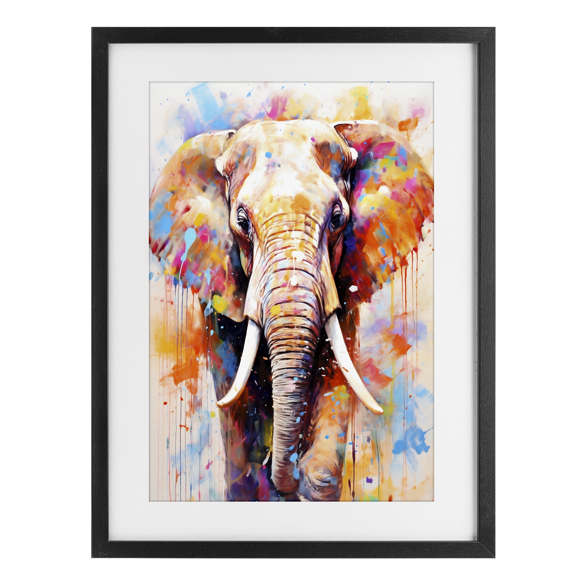 Stupell Industries Wild Elephant Bull Black Framed Print Under Glass, design by Ray Powers