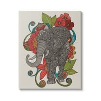 Stupell Industries Wild Elephant Surrounded Elaborate Flower Mandala Patterns Graphic Art Gallery Wrapped Canvas Print Wall Art, Design by Valentina Harper