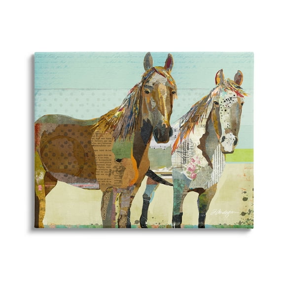 Stupell Industries Wild Farm Horses Layered Newsprint Collage Arrangement Graphic Art Gallery Wrapped Canvas Print Wall Art, Design by Traci Anderson