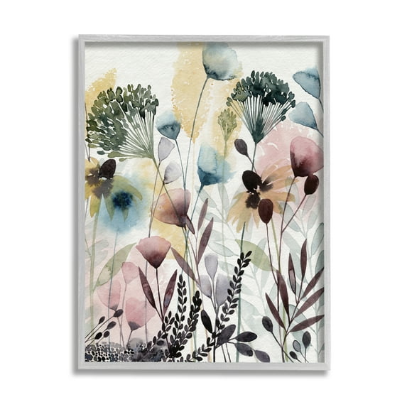 Stupell Industries Wild Florals Opaque Layers Soft Watercolor Pink Blue, 24 x 30, Designed by Grace Popp