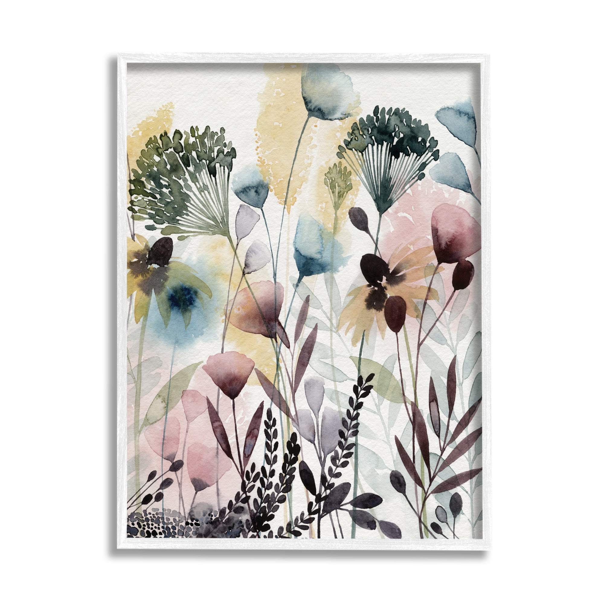 Wild Florals Soft Watercolor Abstract Canvas Print in White Frame, 11 x 14